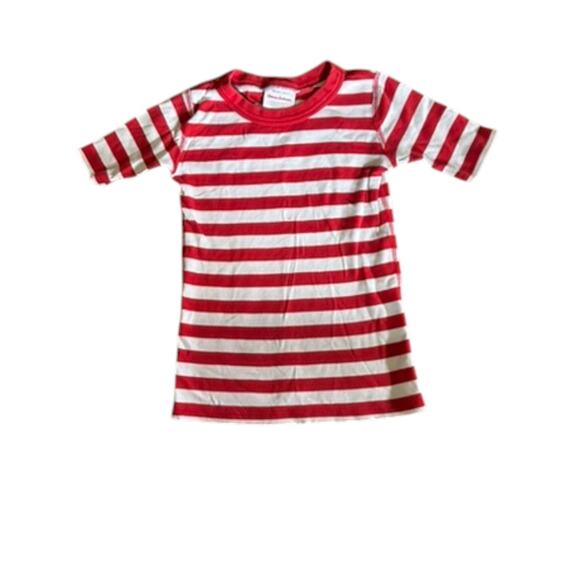 Hanna Andersson Red & White Stripe Short Sleeve Pajama Top Size 6-7 - Picture 1 of 5